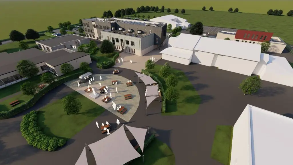 Aerial view of the courtyard space at Katharine Lady Berkeley's School