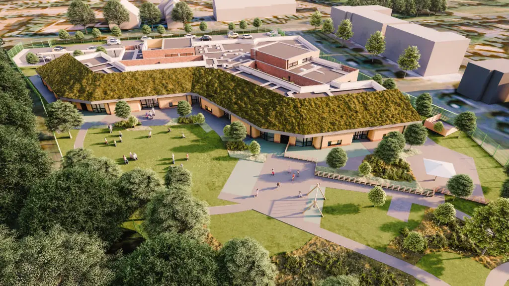 Aerial overview of Grand Union Village SEND Primary School