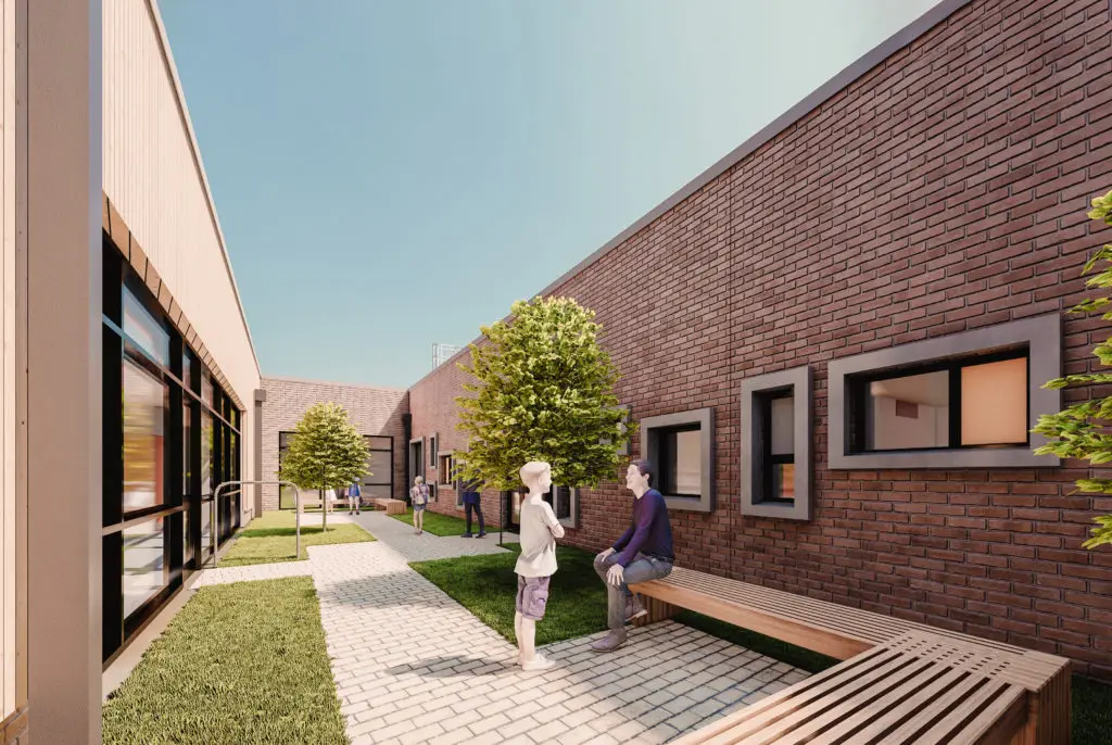 Courtyard of Grand Union Village SEND Primary School